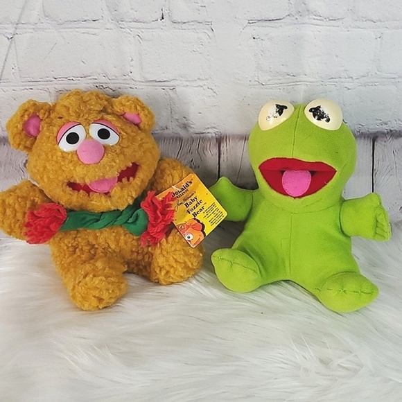 Vintage 80s McDonald's Muppets Sesame Street Baby Kermit & Fozzie Bear Plush Set - Picture 1 of 16